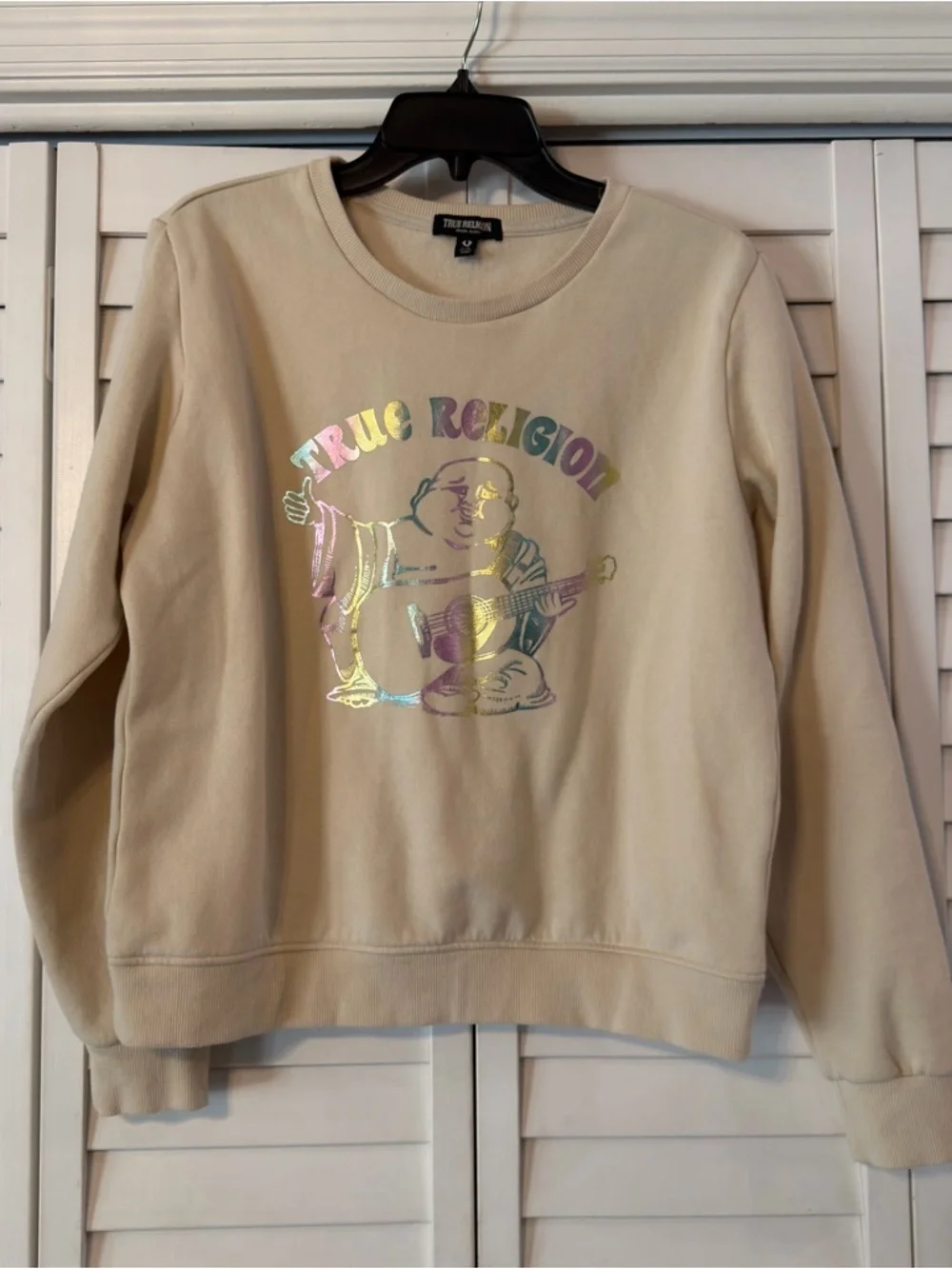 True Religion Crewneck Sweatshirt Iridescent Buddha - Size L